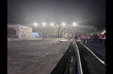 widok na tarcze drążące dwa tunele kolejowe lini 104